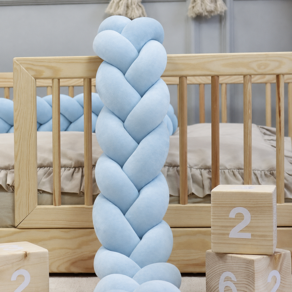 Ochraniacz do łóżeczka warkocz Baby Blue velvet