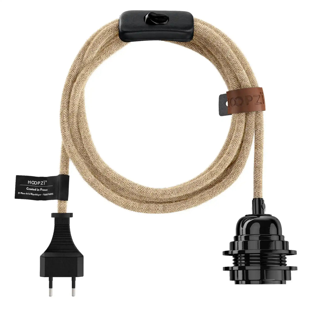 BALA plug-in pendant light in natural twine