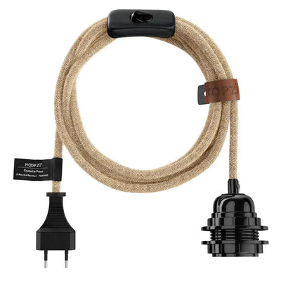 BALA plug-in pendant light in natural twine
