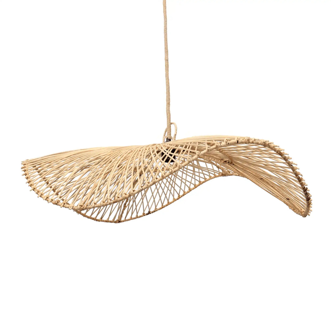 BALI Chapeau rattan lampshade on two cables