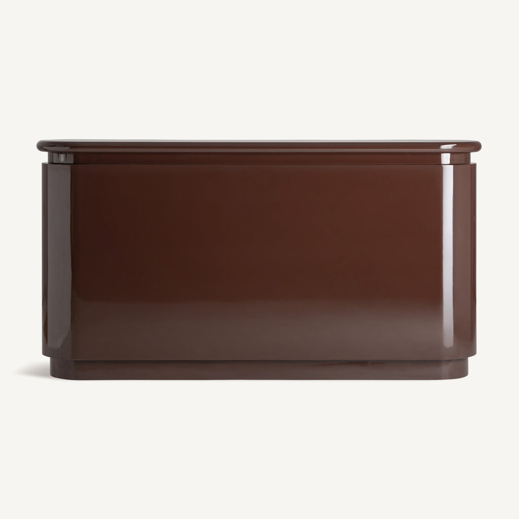 Glossy brown bar counter