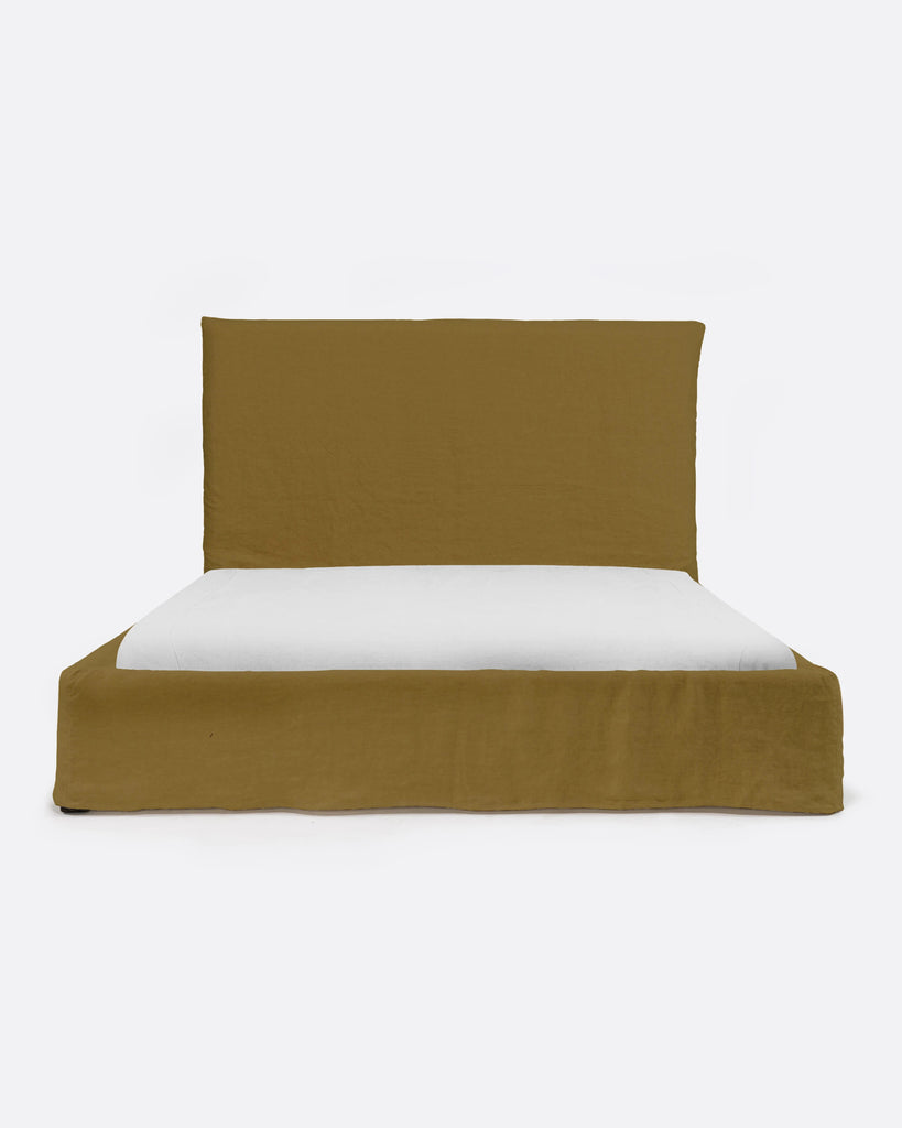 Mustard Linen Bed 160 x 200 cm