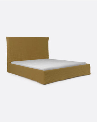 Mustard Linen Bed 160 x 200 cm