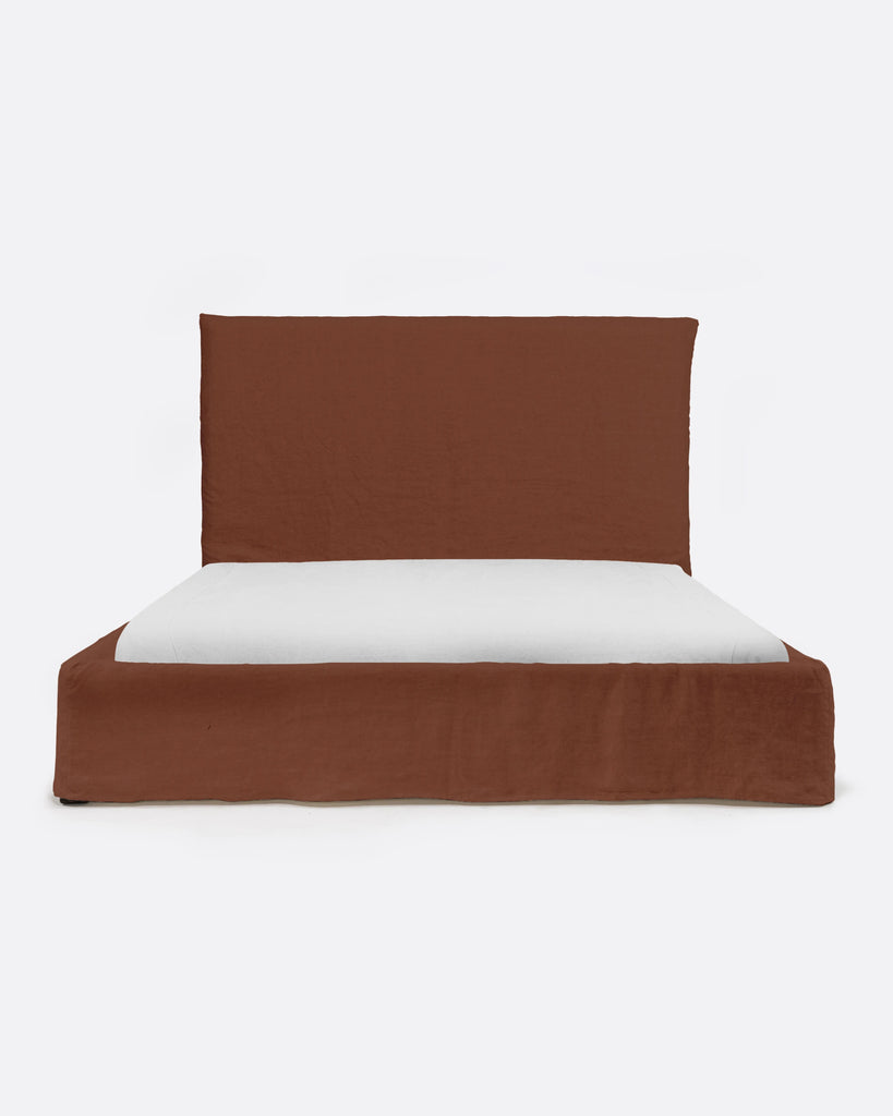 Terracotta Linen Bed 160 x 200 cm
