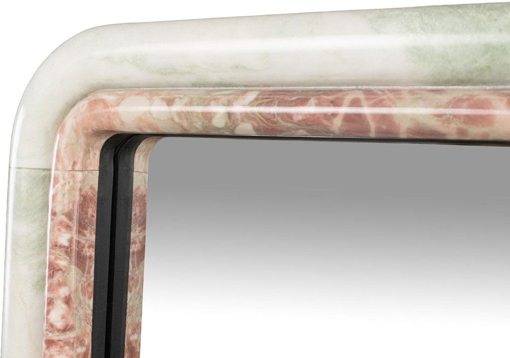 Indian Green Onyx and Rosalia Pink Marble Mirror