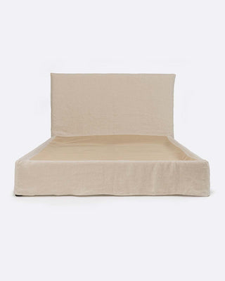 Beige Linen Bed 180 x 200 cm