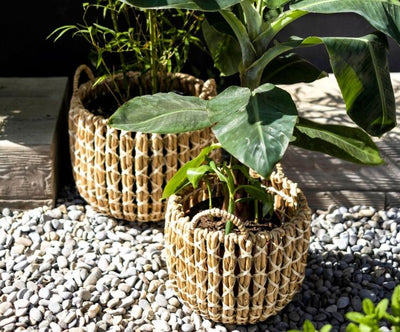 Natural fiber pot basket
