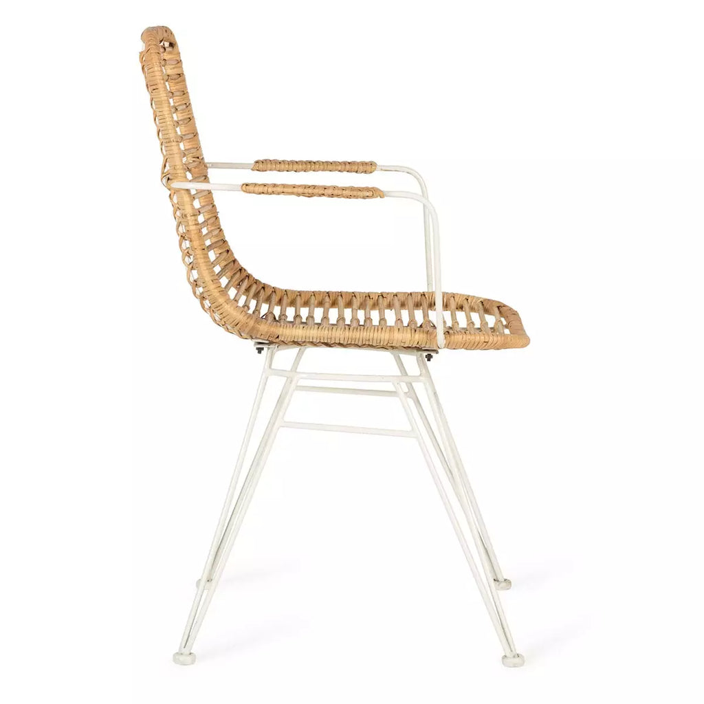 Rattan dining chair with armrests