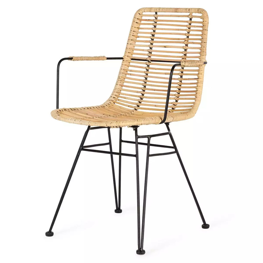 Rattan dining chair with armrests