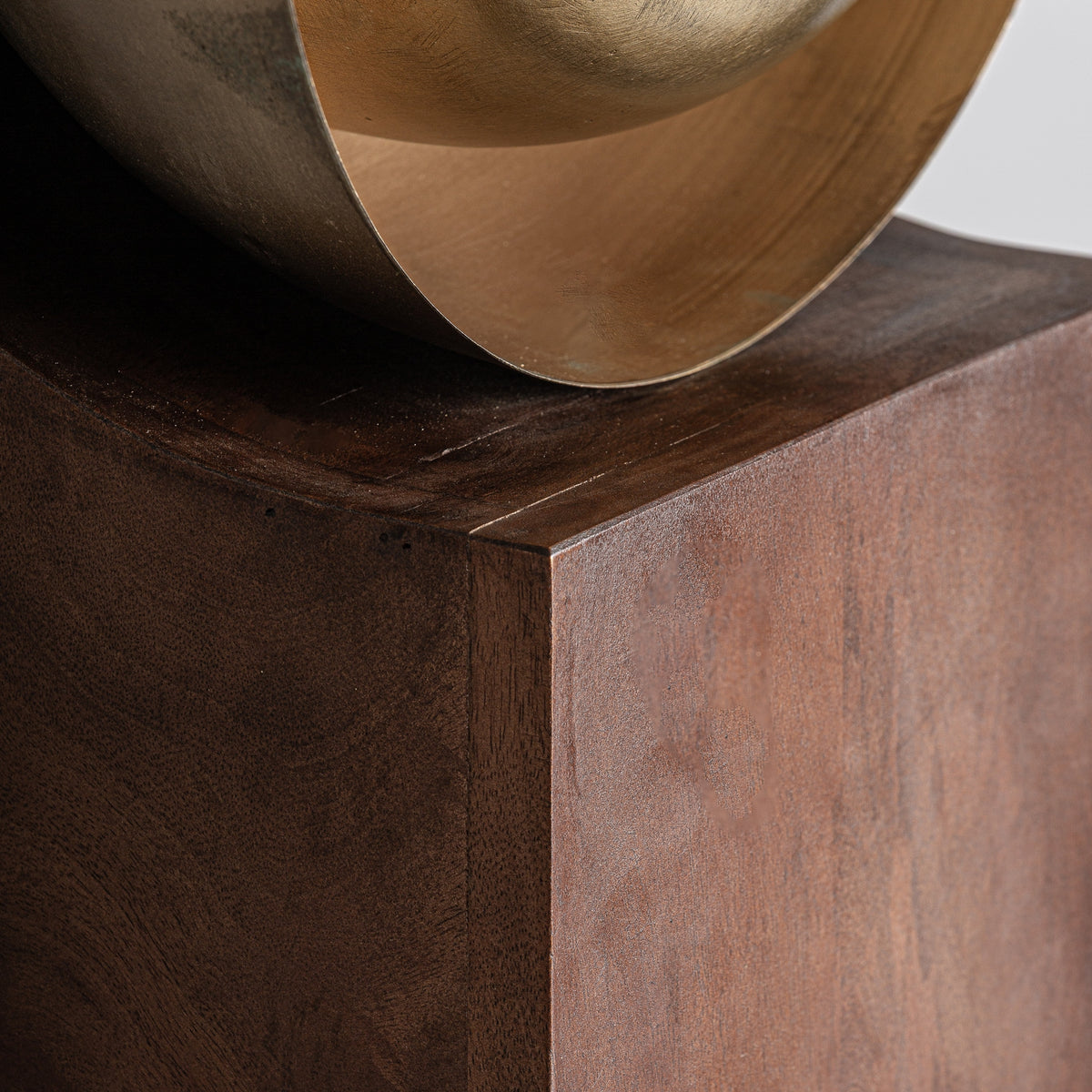 Leia Brown Mango Wood & Golden Iron Column Floor Lamp 32x23x152 cm
