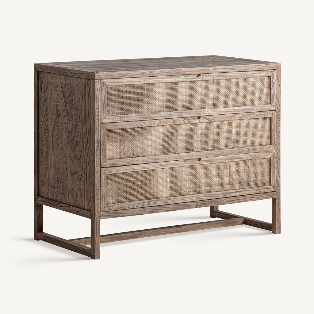 Elm wood chest of drawers