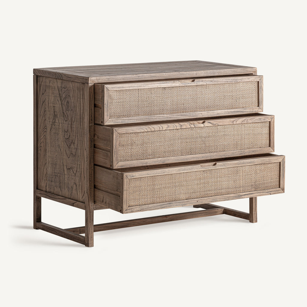 Elm wood chest of drawers