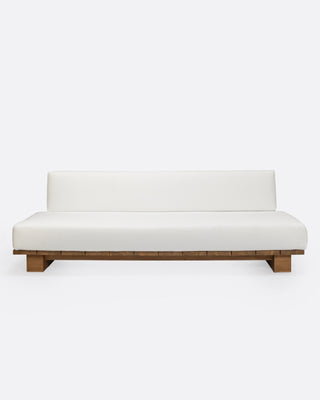 Outdoor teak and rope 4-seater sofa white