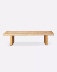 Teak wood and cord coffee table 150cm