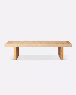 Teak wood and cord coffee table 150cm