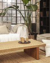 Load image into Gallery viewer, Teak wood and cord coffee table 150cm