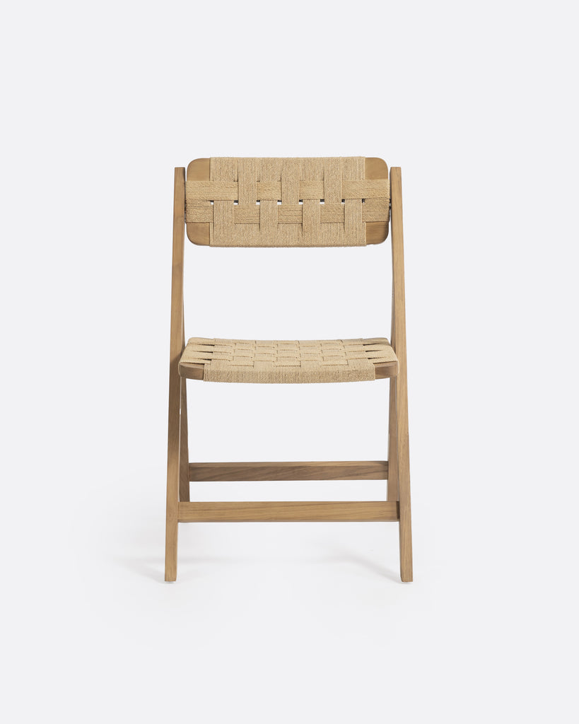 Teak folding chair with rope