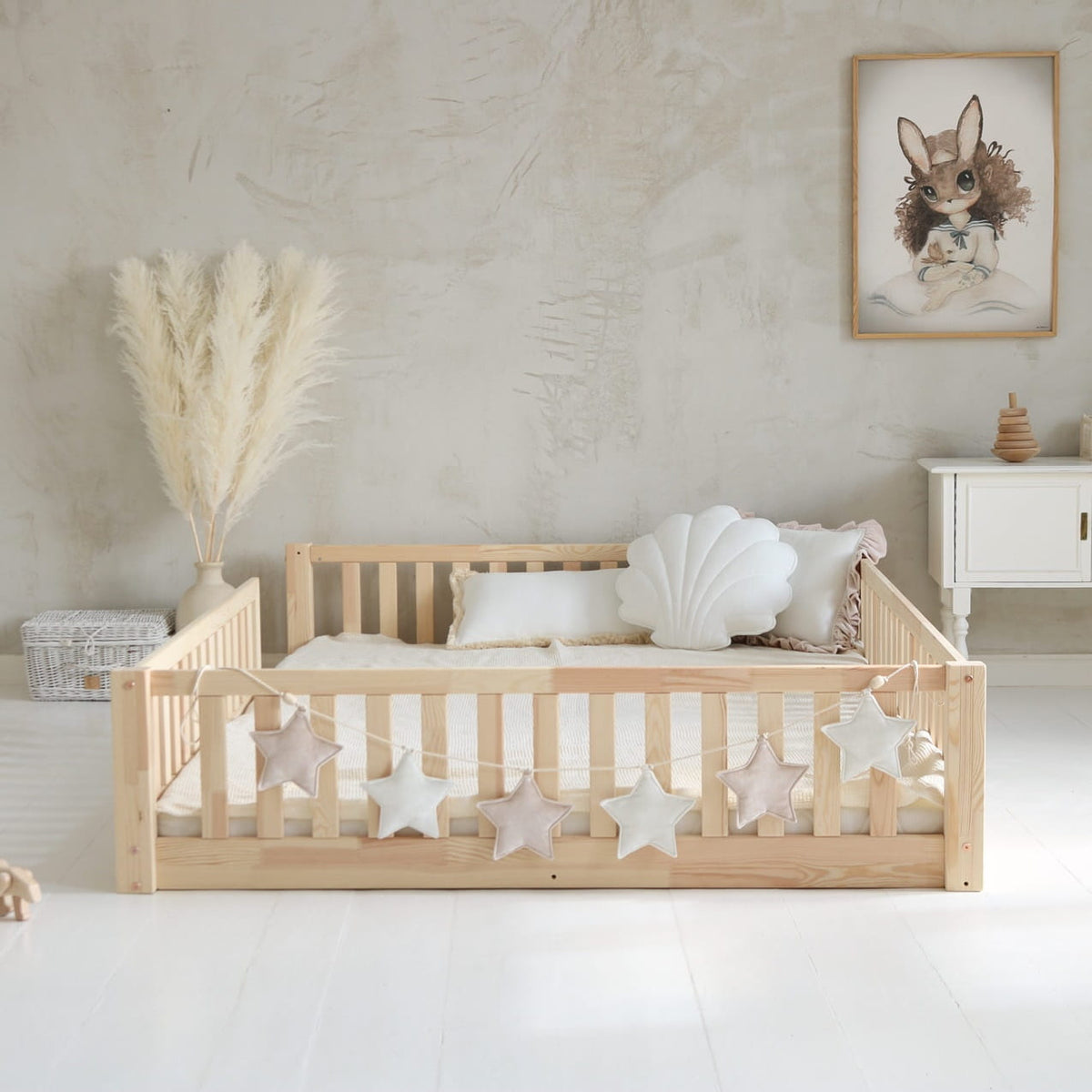 Basic Love with railing 2/3 length 200x140 natural (feet 1 cm)
