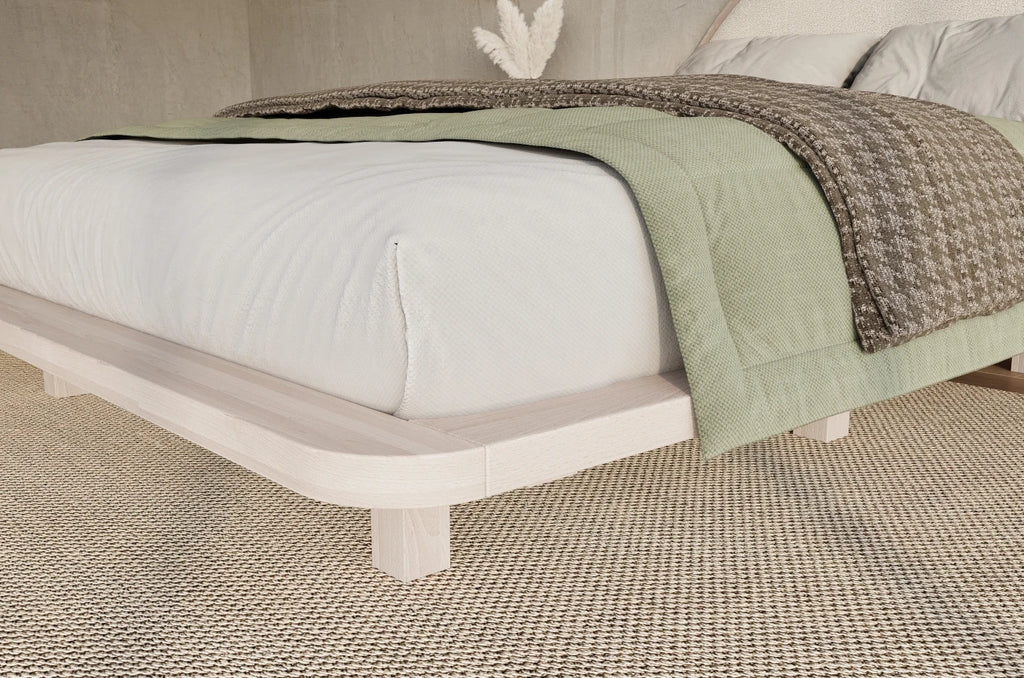 Beech wooden levitating bed in Japandi style