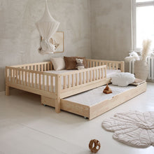 Load image into Gallery viewer, Basic Love Plus with railing 2/3 length 200x140 natural - drawer with sleeping function