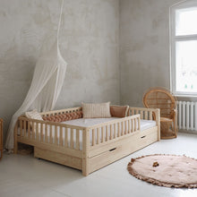Load image into Gallery viewer, Basic Love Plus with railing 2/3 length 200x140 natural - drawer with sleeping function