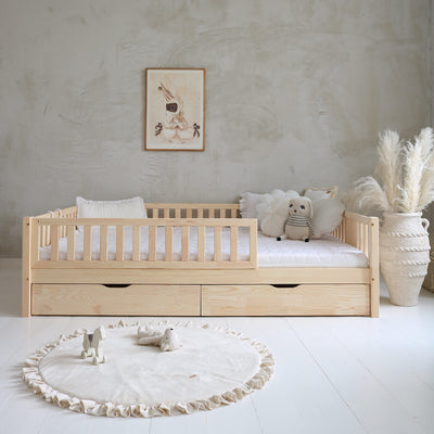 Basic Love Plus Bed with railing 2/3 length 200x140 natural