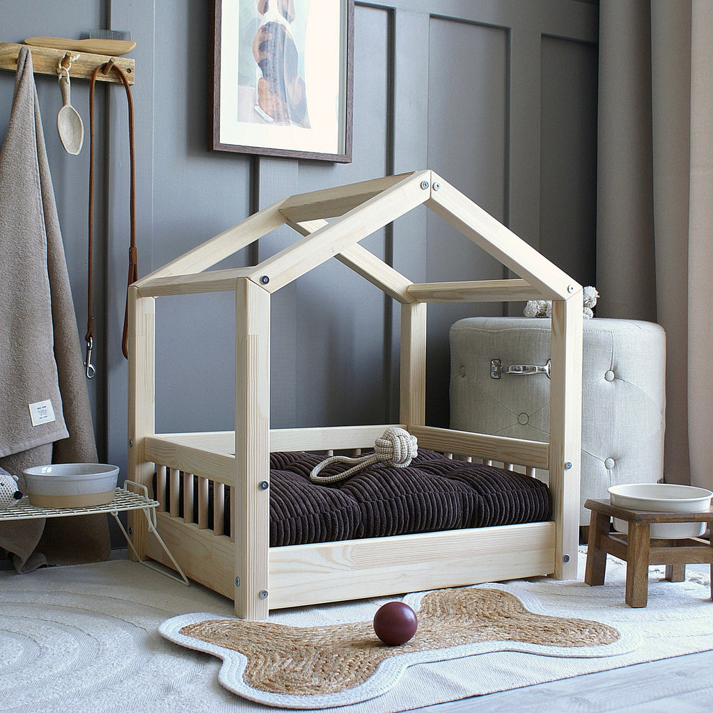 Cozy House Bed Natural Wood (L)