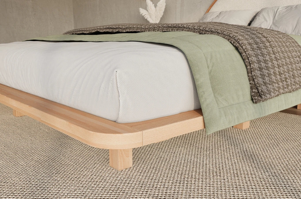 Beech wooden levitating bed in Japandi style