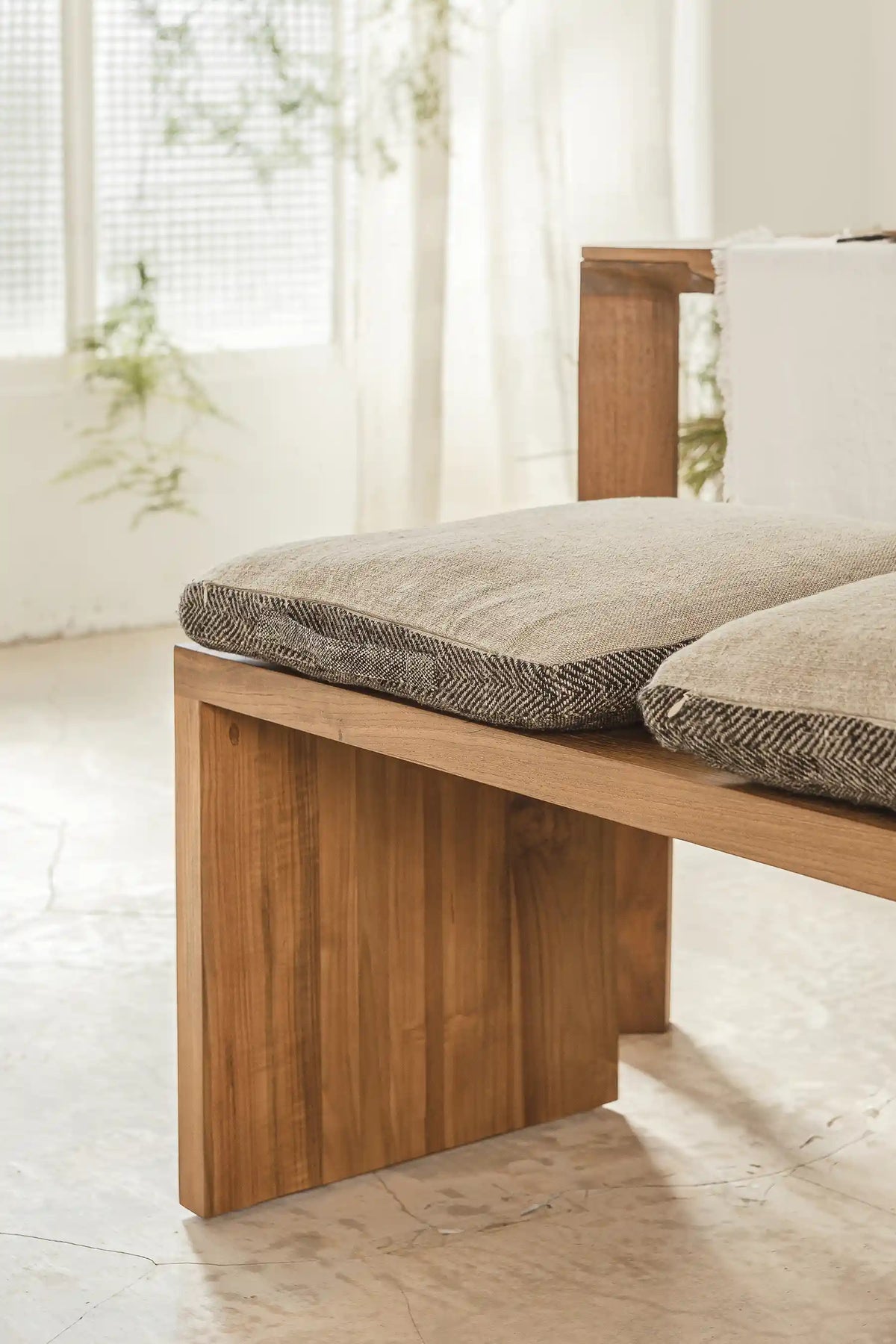 Recycled teak wood bench