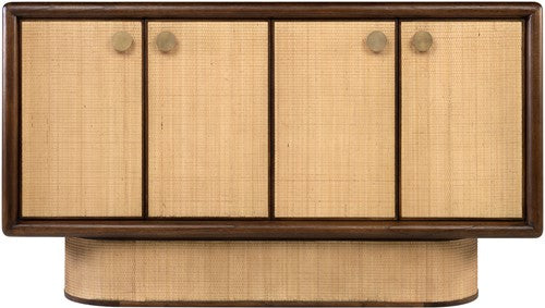 Roasted Coffee and Natural Rattan Sideboard
