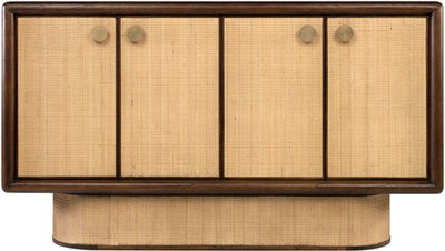 Roasted Coffee and Natural Rattan Sideboard