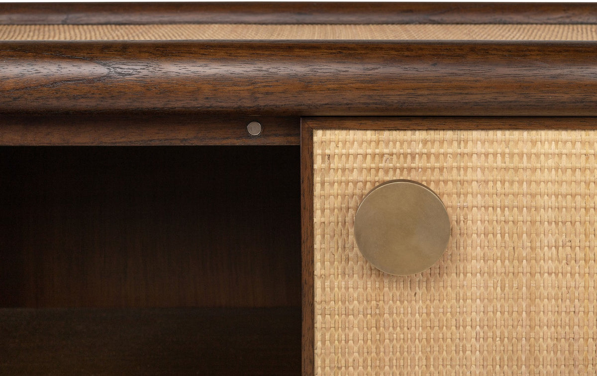 Roasted Coffee and Natural Rattan Sideboard