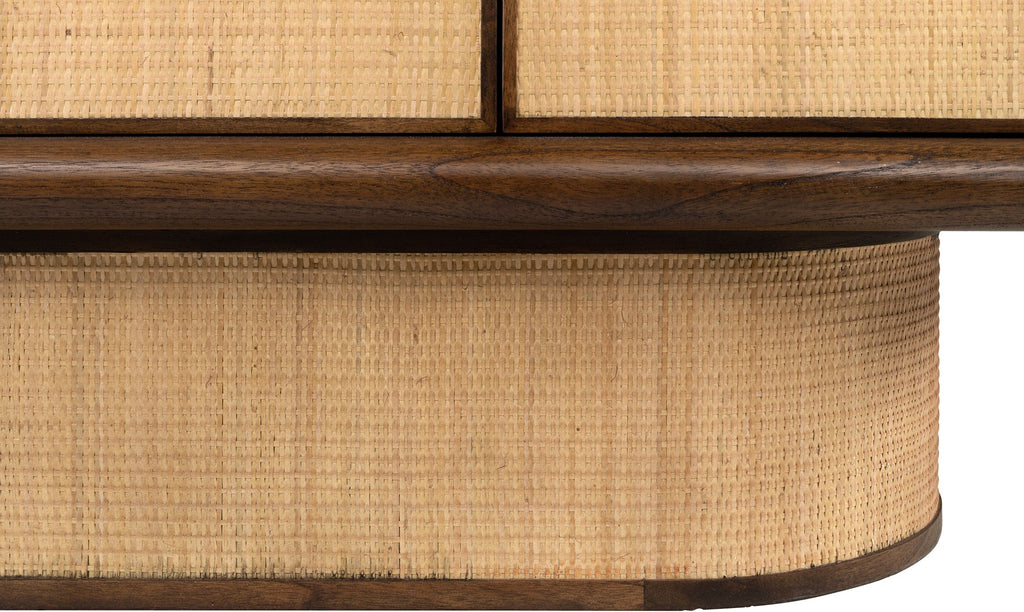Roasted Coffee and Natural Rattan Sideboard