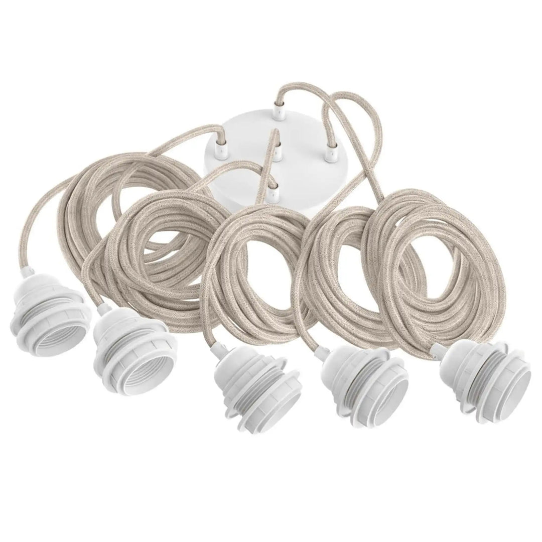 HANG 5 linen pendant with white sockets