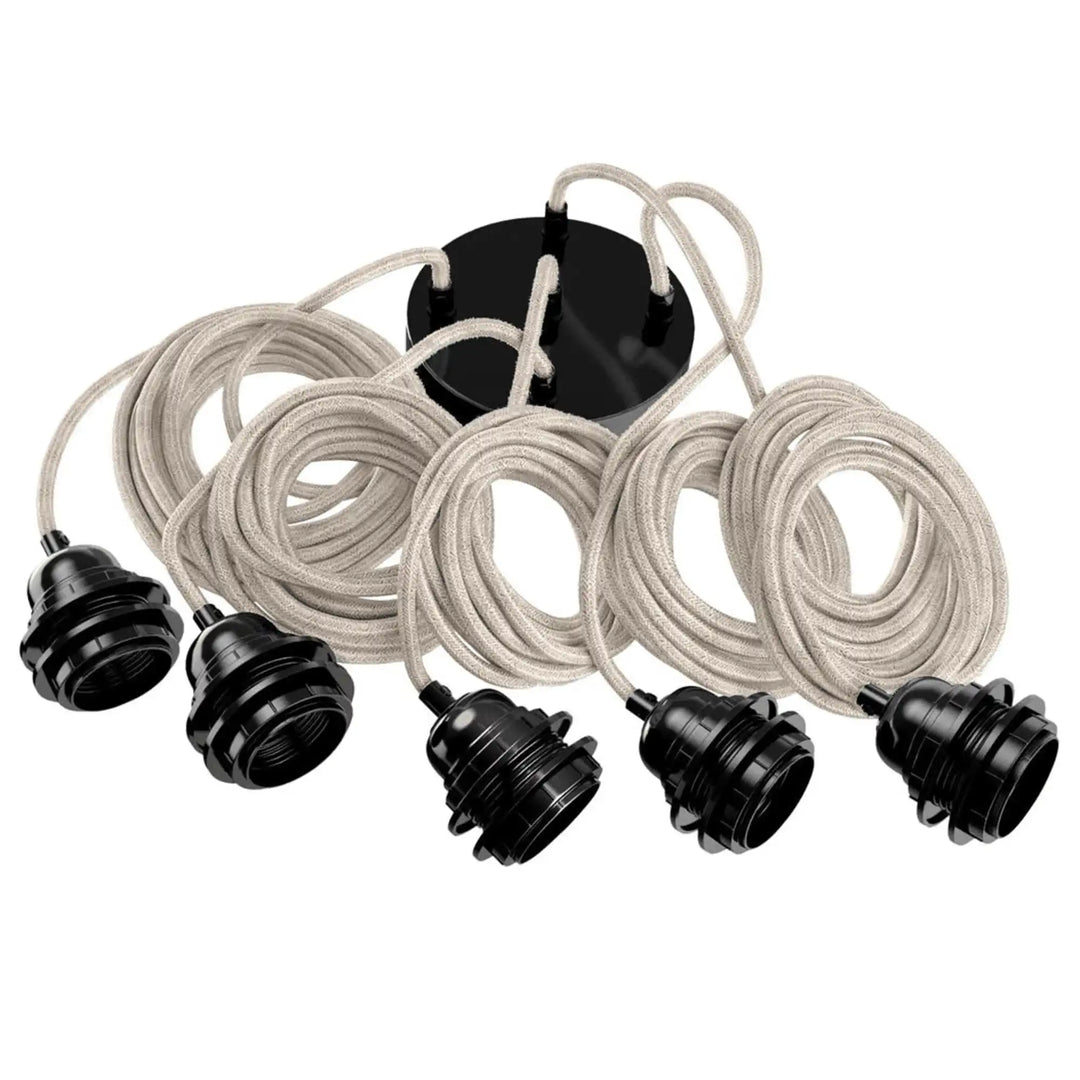 HANG 5 linen pendant with black sockets