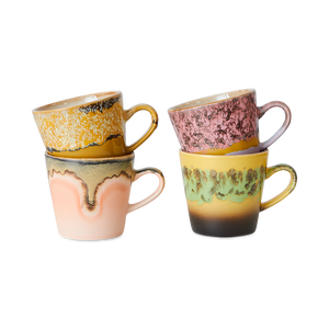 70s ceramics: americano mugs radiant, set of 4