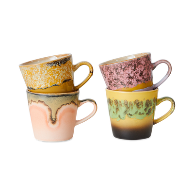 70s ceramics: americano mugs radiant, set of 4