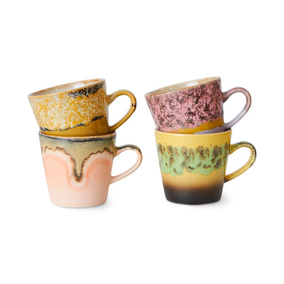 70s ceramics: americano mugs radiant, set of 4