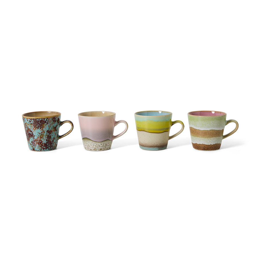 70s ceramics: americano mugs rococo, set of 4