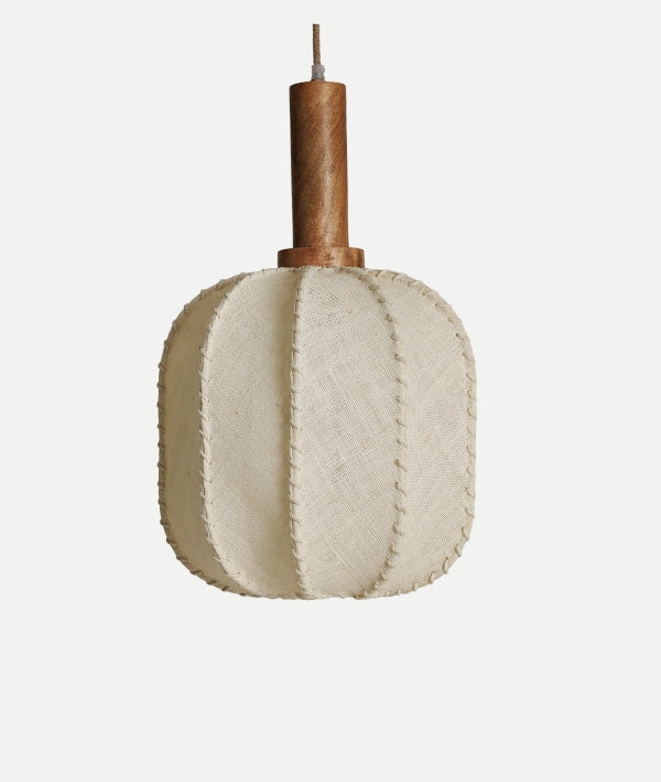 Evreux Brown Jute & Mango Wood Ceiling Lamp 30x30x63 cm