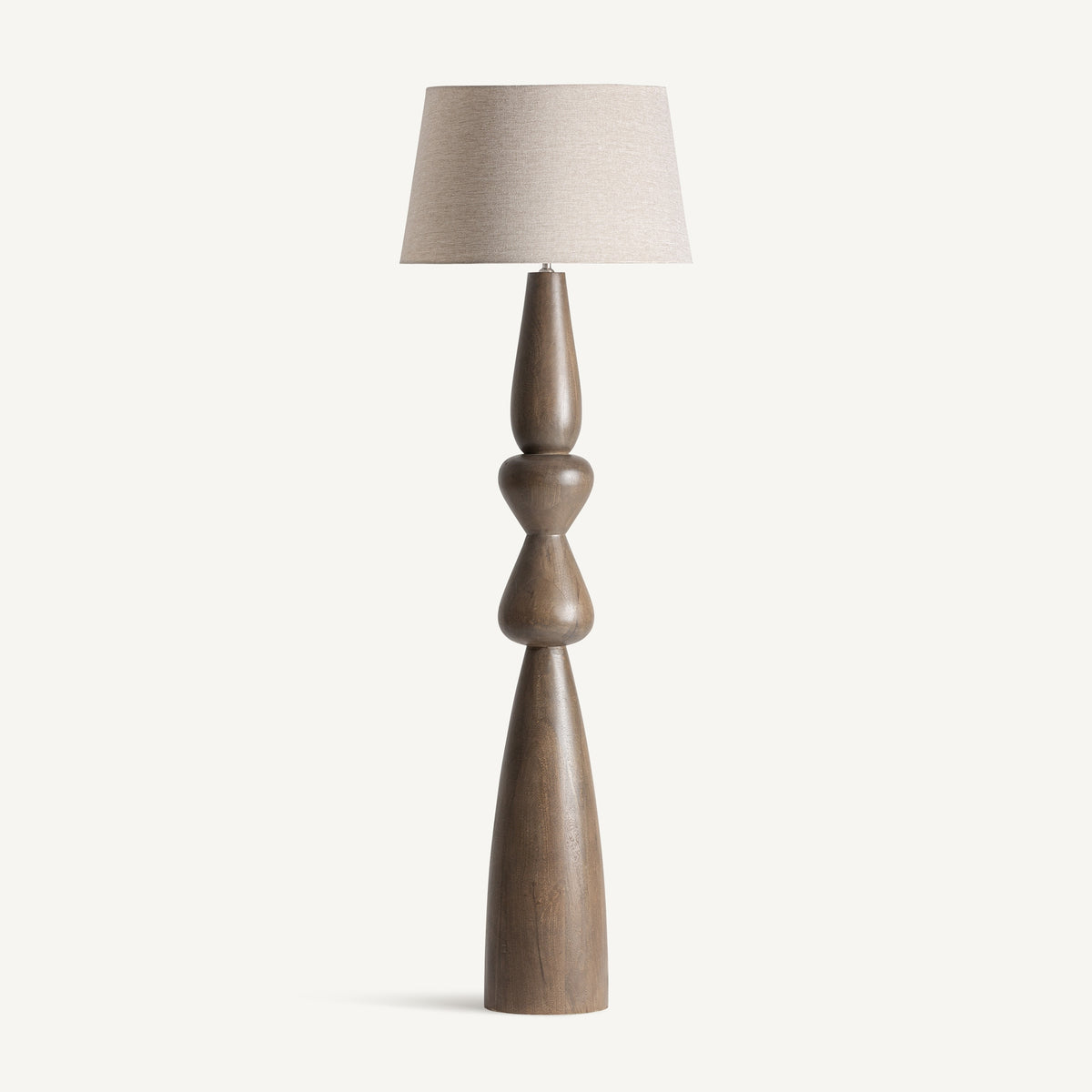 Cinzia Brown Mango Wood & Beige Polyester Floor Lamp 50x50x160 cm