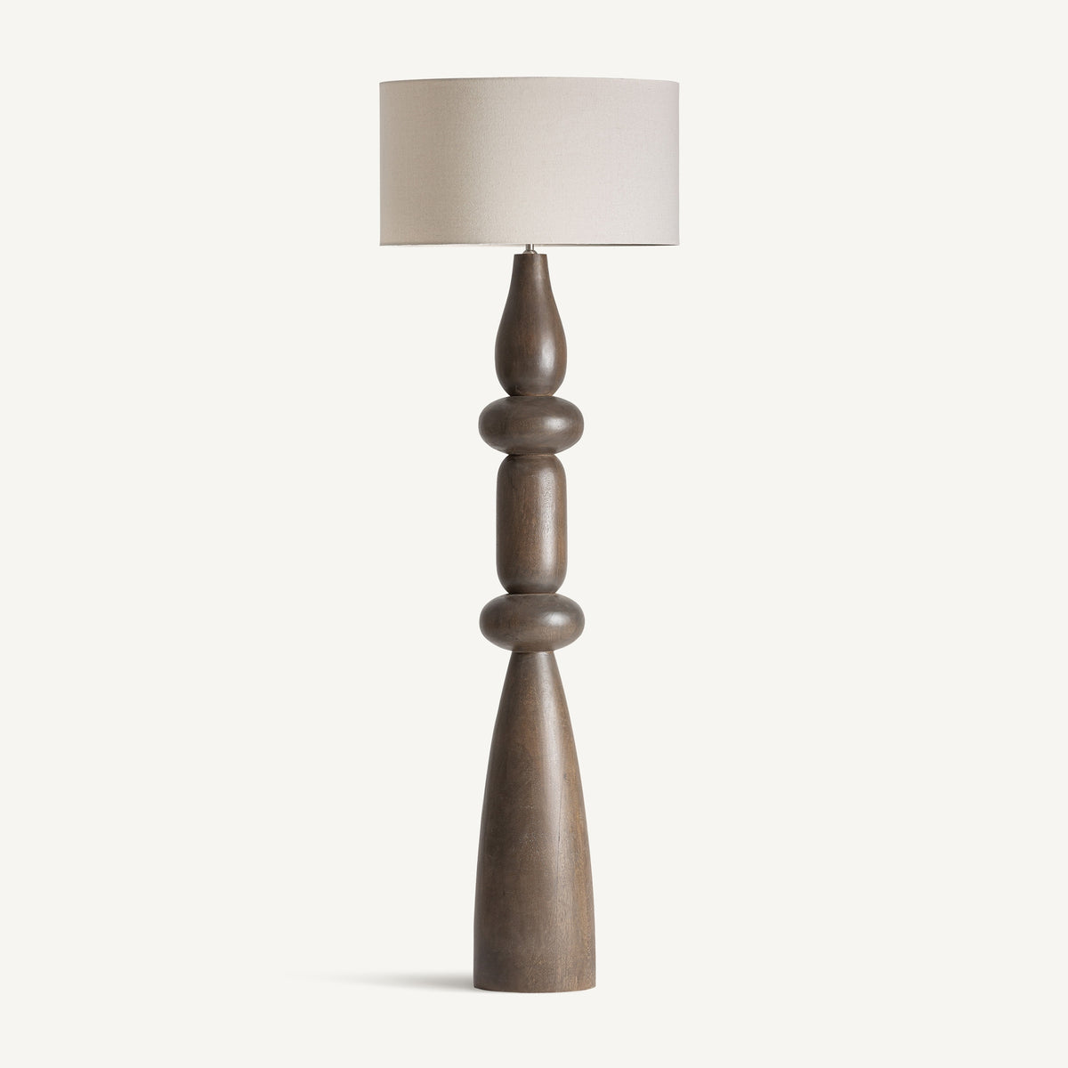Cinzia Brown Mango Wood & Beige Polyester Floor Lamp 56x56x170 cm