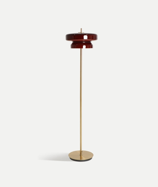 Detva Burgundy Glass & Golden Iron Floor Lamp