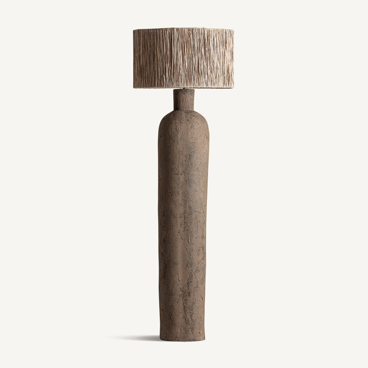 Gajeha Brown Concrete & Beige Natural Fiber Floor Lamp 40x40x190 cm
