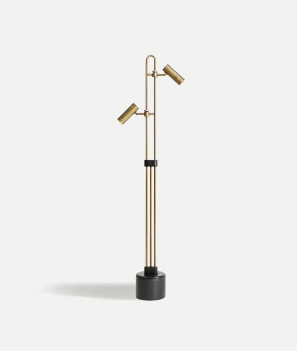 Hejce Bronze Steel & Black Marble Floor Lamp