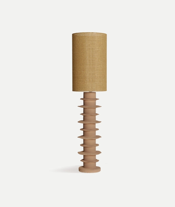 Laigne Beige Ceramic & Raffia Floor Lamp