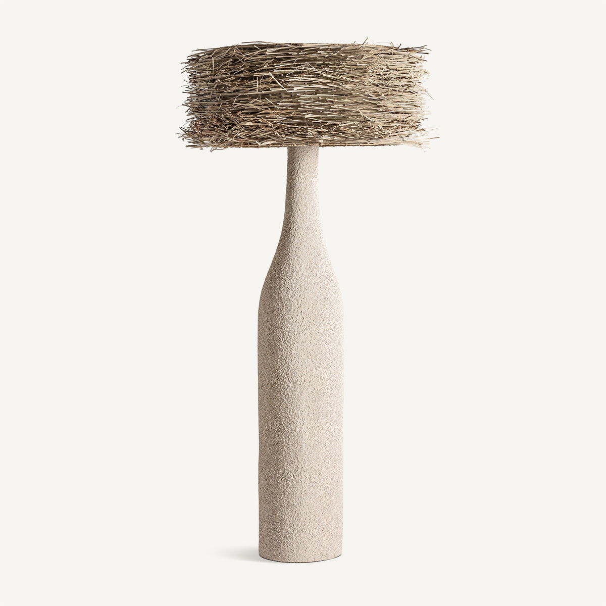 Nyland Cream Resin & Brown Seagrass Floor Lamp 77x77x154 cm