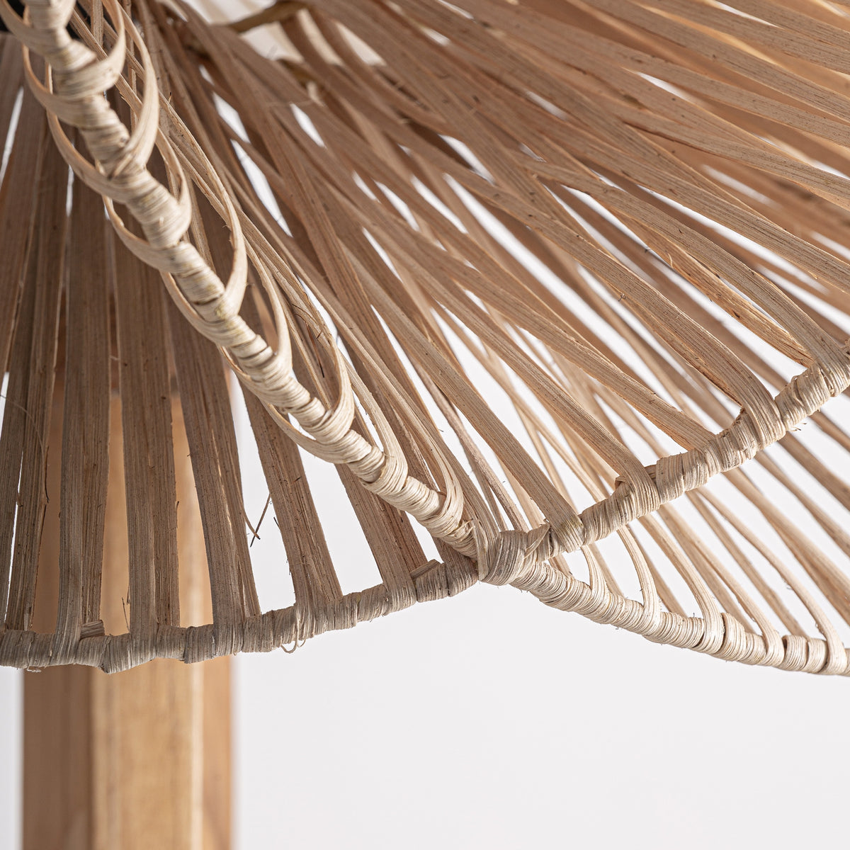 Varsha Brown Teak Wood & Rattan Floor Lamp 65x65x160 cm