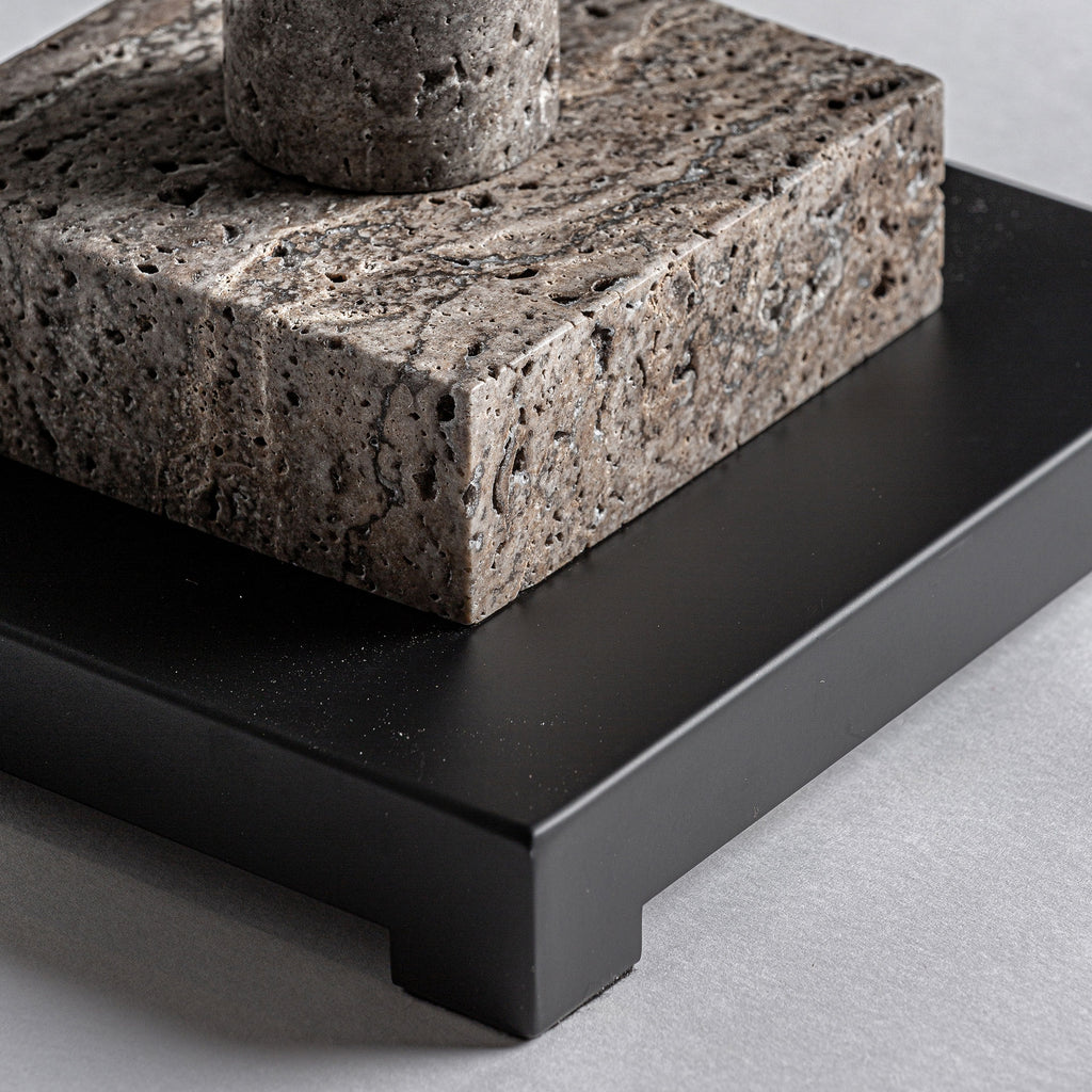 Grey Travertine Floor Lamp