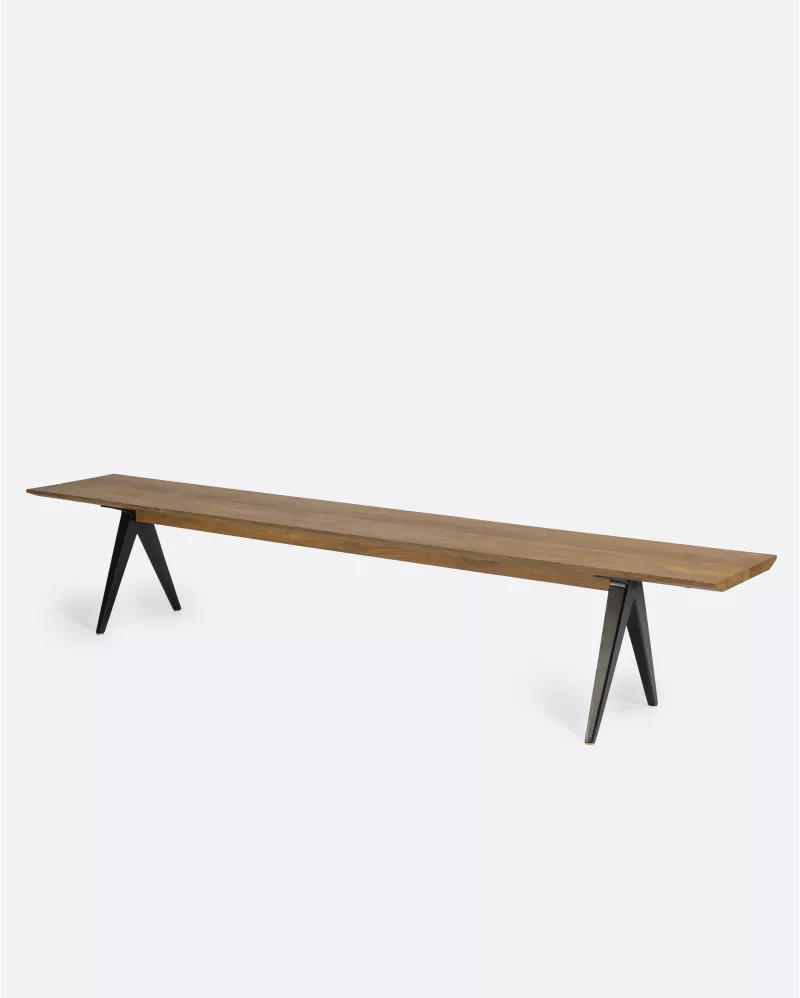 Teak wood and iron 250 x 40 x 45 cm